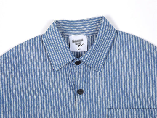 Camisa Suelta de Rayas Verticales y Manga Larga para Hombre - Image 29