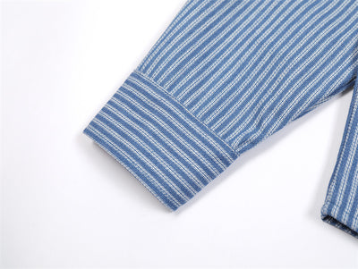 Camisa Suelta de Rayas Verticales y Manga Larga para Hombre - Image 33