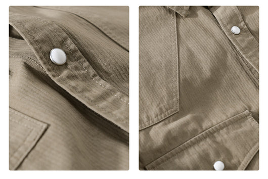 Camisa Suelta Retro de Hombre en Colores Sólidos - Image 10