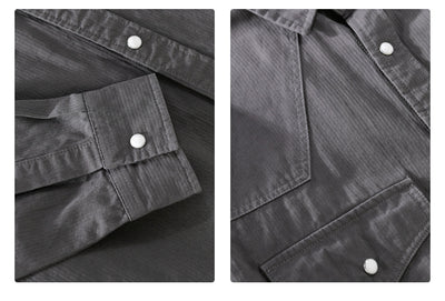 Camisa Suelta Retro de Hombre en Colores Sólidos - Image 11