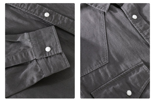 Camisa Suelta Retro de Hombre en Colores Sólidos - Image 11