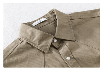 Camisa Suelta Retro de Hombre en Colores Sólidos - Image 13