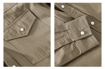 Camisa Suelta Retro de Hombre en Colores Sólidos - Image 15