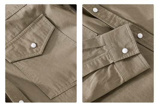 Camisa Suelta Retro de Hombre en Colores Sólidos - Image 15
