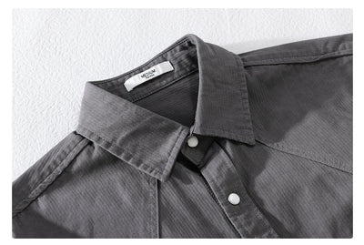 Camisa Suelta Retro de Hombre en Colores Sólidos - Image 16