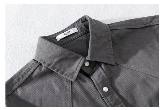 Camisa Suelta Retro de Hombre en Colores Sólidos - Image 16