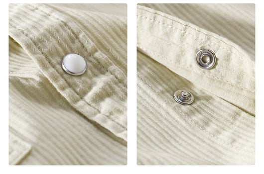 Camisa Suelta Retro de Hombre en Colores Sólidos - Image 17