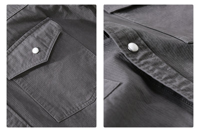 Camisa Suelta Retro de Hombre en Colores Sólidos - Image 18