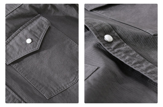 Camisa Suelta Retro de Hombre en Colores Sólidos - Image 18