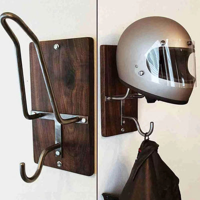 Soporte de Pared para Casco de Motocicleta en Madera - Organizador y Perchero - Image 7