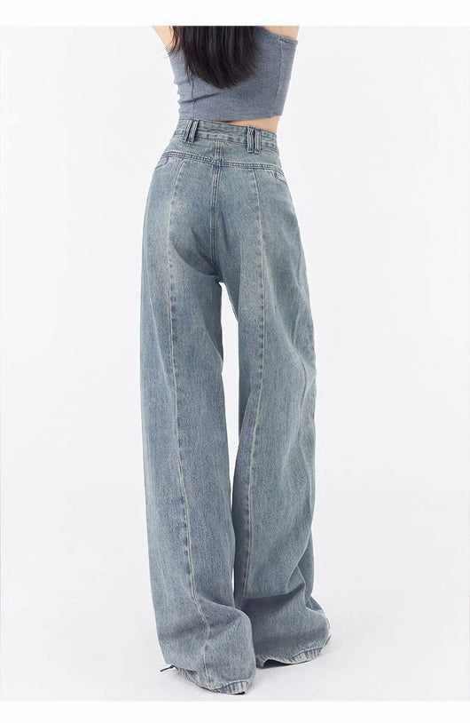 Jeans Rectos Anchos con Pliegues Elegantes de Corte Suelto para Mujer - Image 19