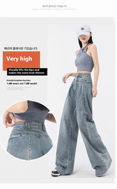 Jeans Rectos Anchos con Pliegues Elegantes de Corte Suelto para Mujer - Image 20