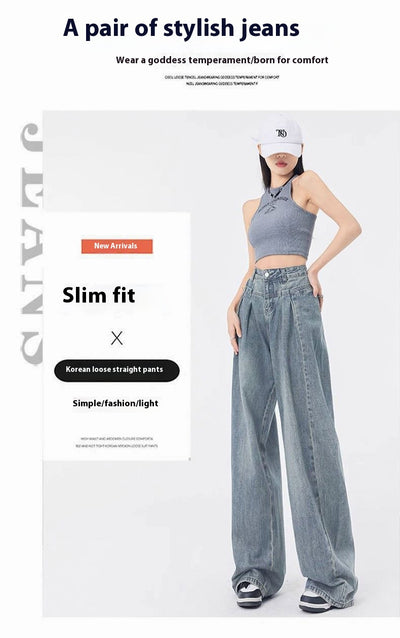 Jeans Rectos Anchos con Pliegues Elegantes de Corte Suelto para Mujer - Image 23
