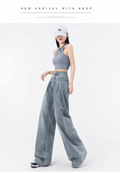 Jeans Rectos Anchos con Pliegues Elegantes de Corte Suelto para Mujer - Image 24