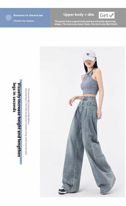 Jeans Rectos Anchos con Pliegues Elegantes de Corte Suelto para Mujer - Image 31
