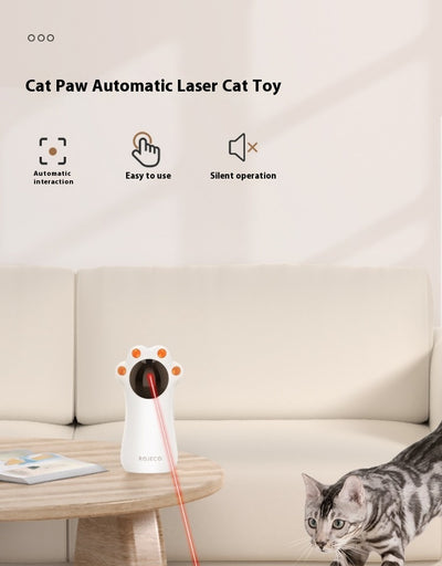 White cat's paw shaped laser toy with orange paw pads and a black laser emitter, labeled "Battery Model." - Image 33