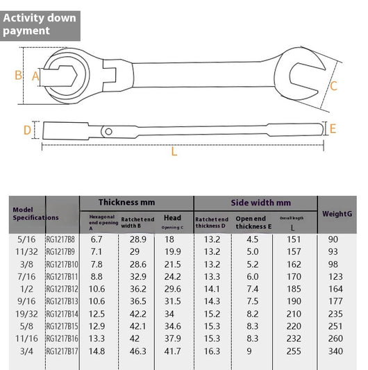 Llave Inglesa Ajustable con Carraca de Tubo Abierto - Image 43
