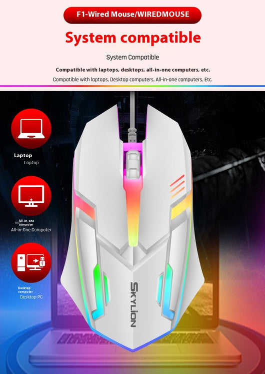 Ratón Gaming Luminoso USB con Cable para PC y Laptop - Image 18