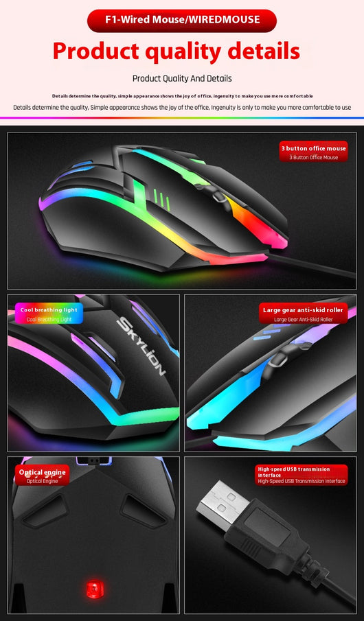 Ratón Gaming Luminoso USB con Cable para PC y Laptop - Image 23