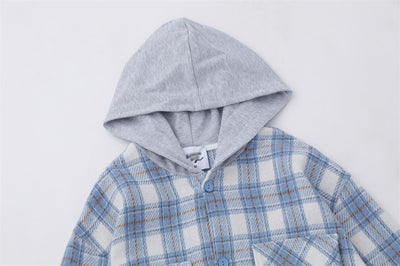 Camisa Cuadros Suelta con Capucha Estilo Retro para Hombre - Image 26