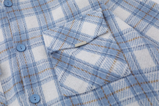 Camisa Cuadros Suelta con Capucha Estilo Retro para Hombre - Image 33