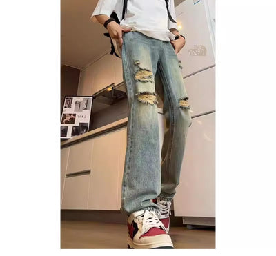 Jeans Sueltos Retro Vintage American V Desgastados - Image 10
