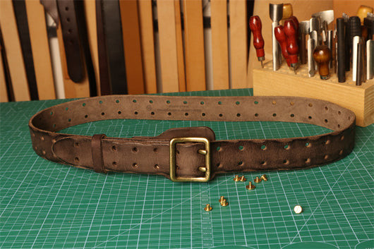Cinturón de Cuero Genuino Cosido a Mano - Hipoalergénico para Hombre - Image 21