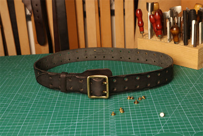 Cinturón de Cuero Genuino Cosido a Mano - Hipoalergénico para Hombre - Image 30