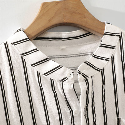 Camisa Rayada Estilo Japonés para Hombre - Image 19