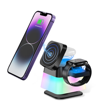 Cargador Inalámbrico Magnético Rotatorio 4 en 1 con Luz LED para iPhone 15, 14, 13, 12 Pro Max - Image 7
