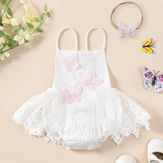 Vestido Princesa Niña con Encaje de Mariposas y Diadema - Image 24