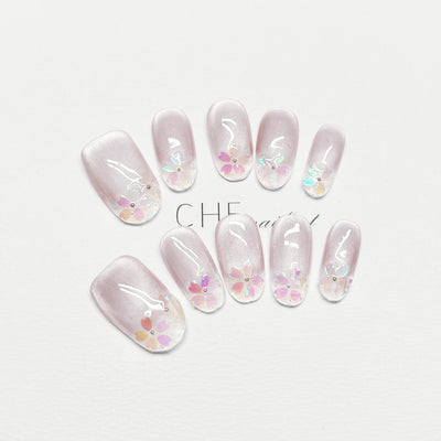 Uñas Postizas Ovaladas Cat Eye Fluorescentes Transparentes Personalizables - Image 14