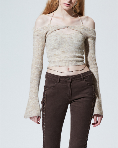 Conjunto de Dos Piezas en Lana: Blusa Suspender Tejida - Image 6