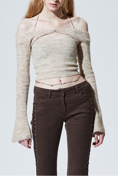 Conjunto de Dos Piezas en Lana: Blusa Suspender Tejida - Image 7