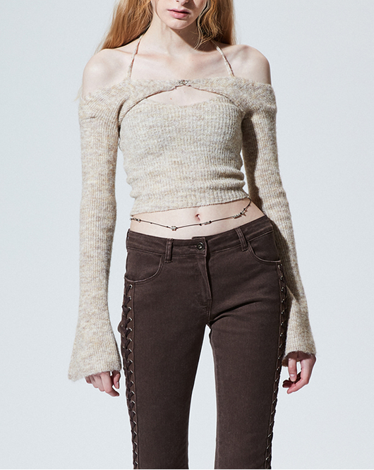 Conjunto de Dos Piezas en Lana: Blusa Suspender Tejida - Image 9