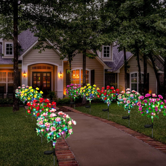 Linterna Solar Decorativa con Flores de Azalea Artificial - Image 12