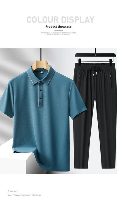 Conjunto Deportivo Polo y Pantalón Ice Silk sin Costuras - Lujo Ligero - Image 69