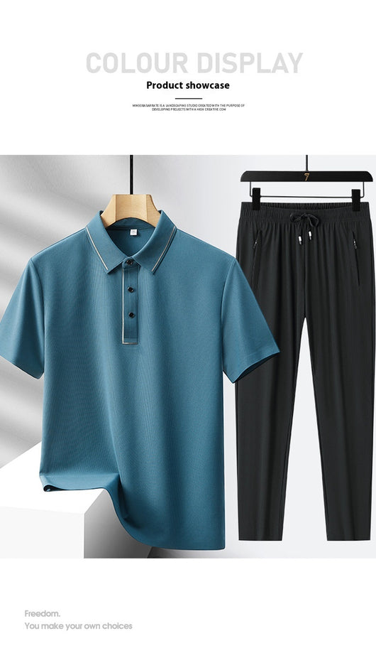 Conjunto Deportivo Polo y Pantalón Ice Silk sin Costuras - Lujo Ligero - Image 69