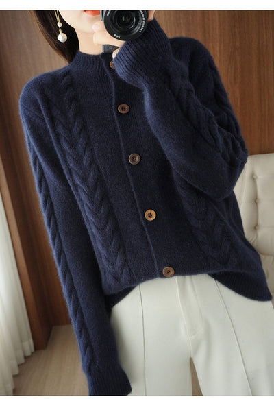 Cardigan Tejido Grueso con Solapa Suelta y Textura Retorcida - Image 22