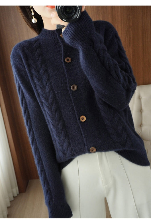 Cardigan Tejido Grueso con Solapa Suelta y Textura Retorcida - Image 22