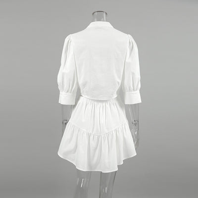 Conjunto Dos Piezas Falda Corta y Blusa de Manga Linterna para Mujer - Image 8