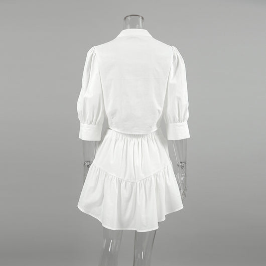 Conjunto Dos Piezas Falda Corta y Blusa de Manga Linterna para Mujer - Image 8