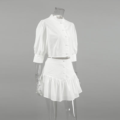 Conjunto Dos Piezas Falda Corta y Blusa de Manga Linterna para Mujer - Image 13