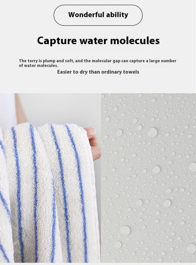 Toalla de Baño Rayada Algodón Puro Dos Colores Súper Absorbente - Image 28
