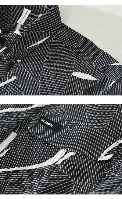 Camisa Estampada de Manga Larga Tendencia Japonesa para Hombre - Image 8