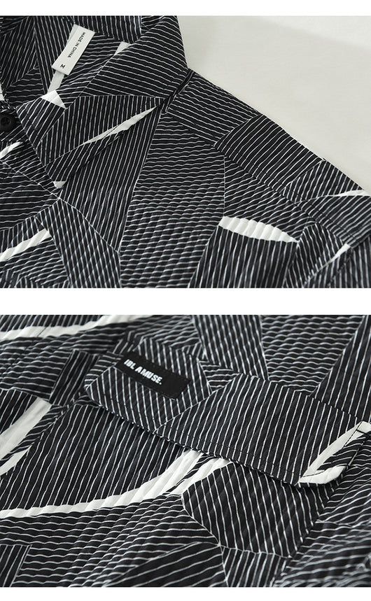 Camisa Estampada de Manga Larga Tendencia Japonesa para Hombre - Image 8