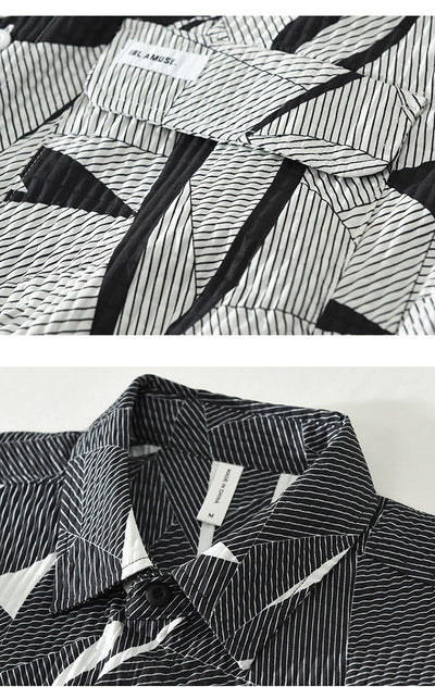 Camisa Estampada de Manga Larga Tendencia Japonesa para Hombre - Image 11