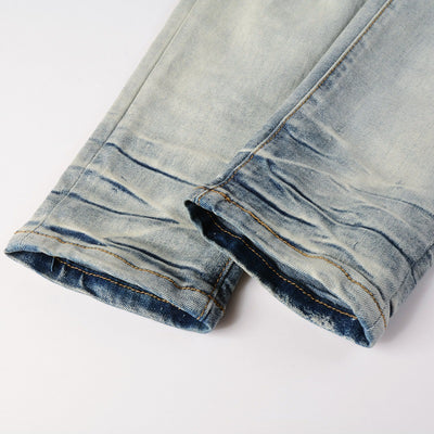 Pantalón Slim Fit Casual con Rotos y Parches Diamante para Hombre - Image 8