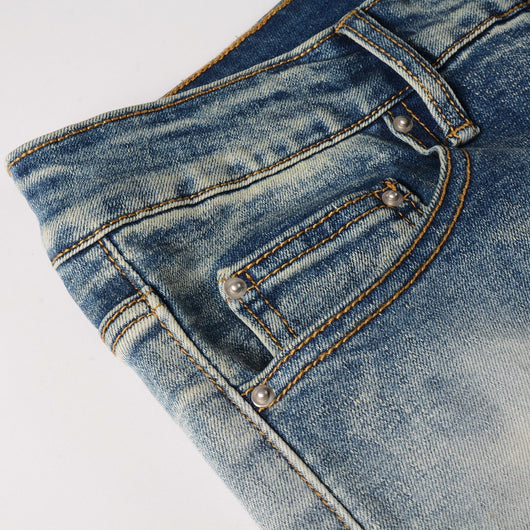 Pantalón Slim Fit Casual con Rotos y Parches Diamante para Hombre - Image 20
