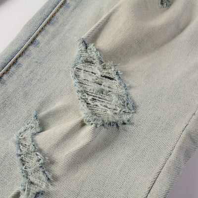 Pantalón Slim Fit Casual con Rotos y Parches Diamante para Hombre - Image 21